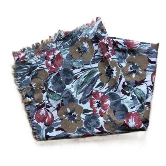 Accessories - Vintage Ray Strauss Floral Oversized Shawl Scarf 57 Inch Square USA Made